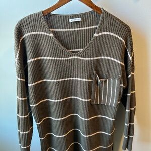 Olive Green Striped Sweater
